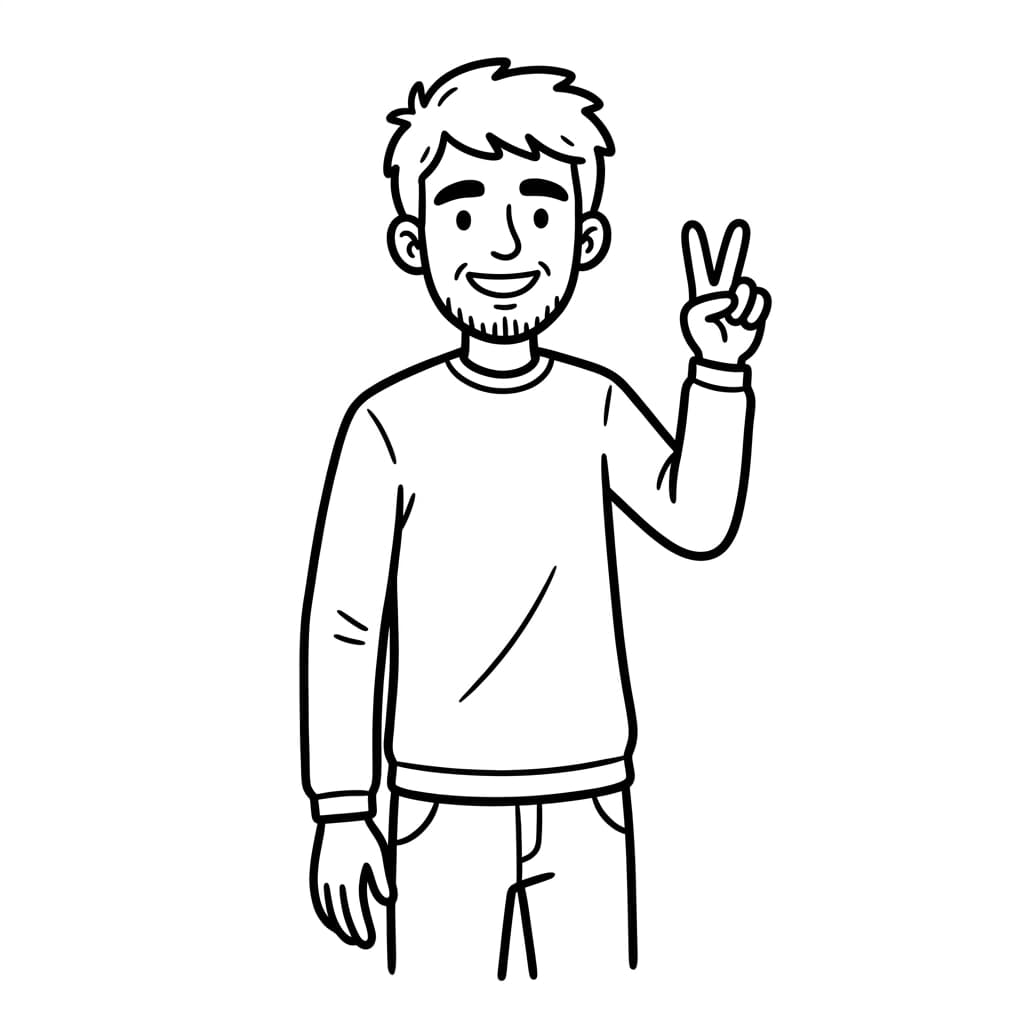 Hand-drawn cartoon illustration waving hello
